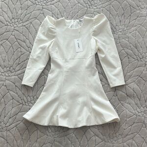 Likely Ivory Puff Sleeve Midi Dress